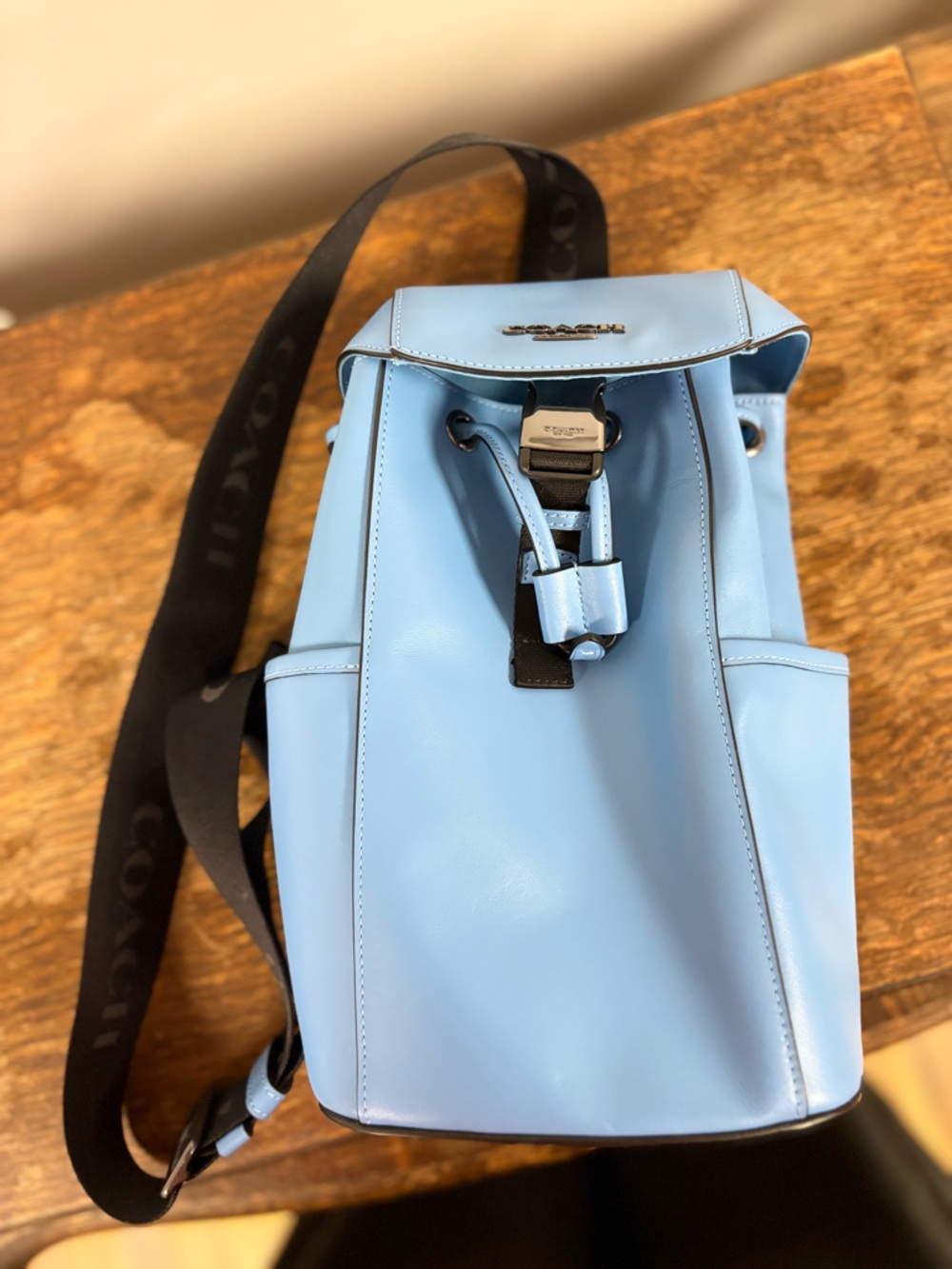 COACH Sky Blue Leather Racer Pack Sling Bag - Picture 2 of 4